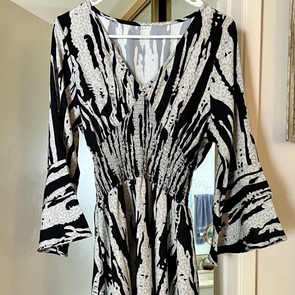 Ruched Multicolor Print Dress